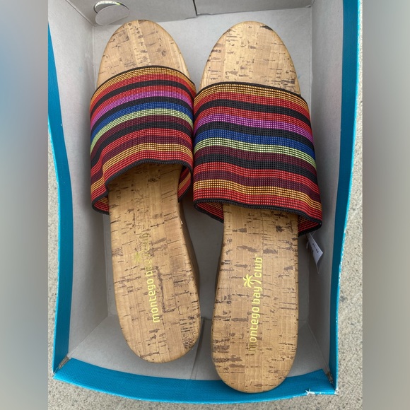 Montego Bay Club Striped Cork Wedge Shoes Women’s Size 11 NEW NWT wedgies heels - Picture 5 of 6